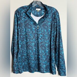 Greg Norman Blue Patterned Women's Quarter Zip Top Size L